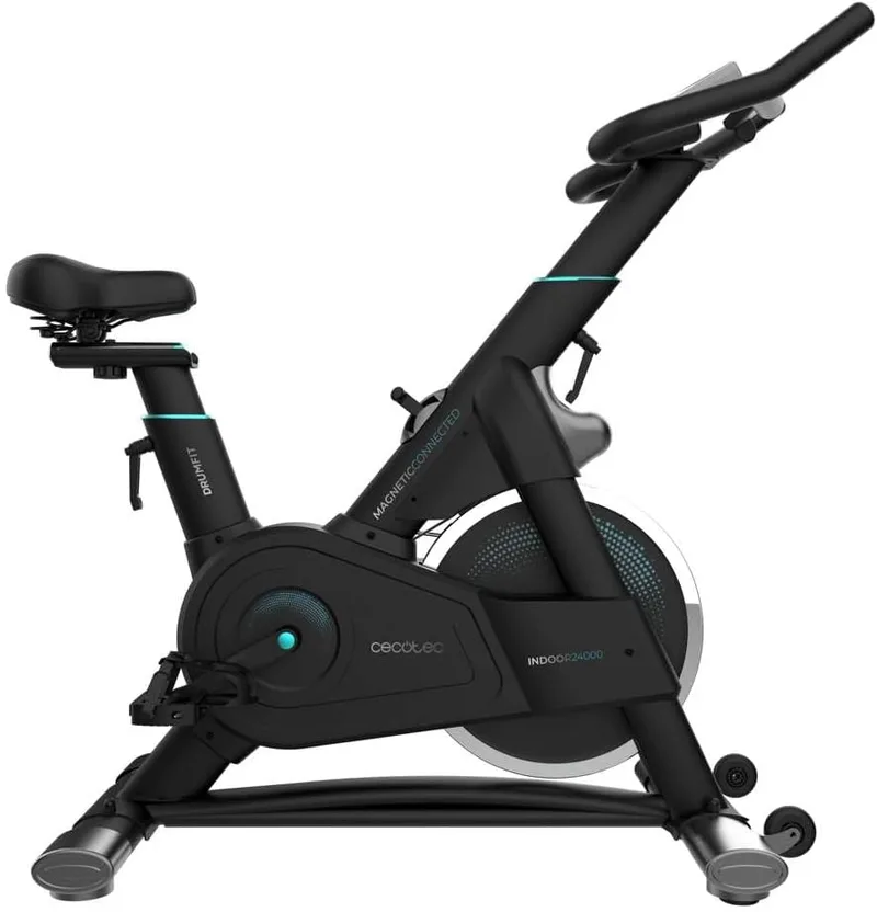 Cecotec ▫️ Bicicleta estática de interior com resistência magnética e volante de inércia de 24 kg DrumFit Indoor 24000 Magnetic Connected. Aplicação, 8 níveis de resistência, ecrã, selim e guiador ajustáveis