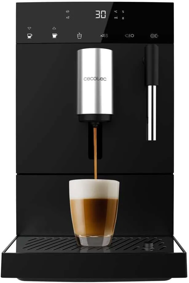 Cecotec ▫️ Máquina de café superautomática compacta com vaporizador Cremmaet Compact Steam. 1350 W, 19 bar, sistema Thermoblock, depósito para café em grão com capacidade para 150 g com moedor e 1,1 L de água