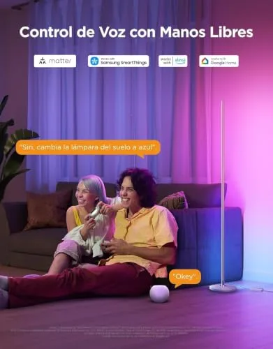 Govee ▫️ Lâmpada de pé LED RGBIC com regulação de intensidade 2700-6500K, cor prateada 4