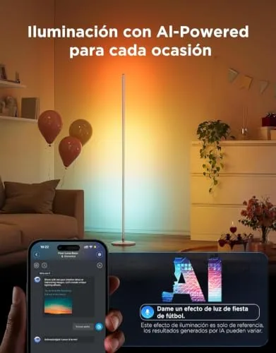 Govee ▫️ Lâmpada de pé LED RGBIC com regulação de intensidade 2700-6500K, cor prateada 5
