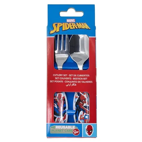 Stor ▫️ CONJUNTO DE 2 CONJUNTOS DE COBERTOS METÁLICOS SPIDERMAN ARACHNID GRID 2