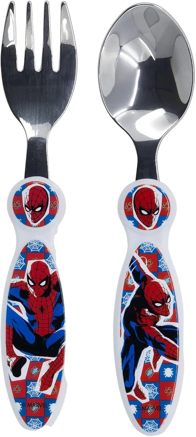 Stor ▫️ CONJUNTO DE 2 CONJUNTOS DE COBERTOS METÁLICOS SPIDERMAN ARACHNID GRID