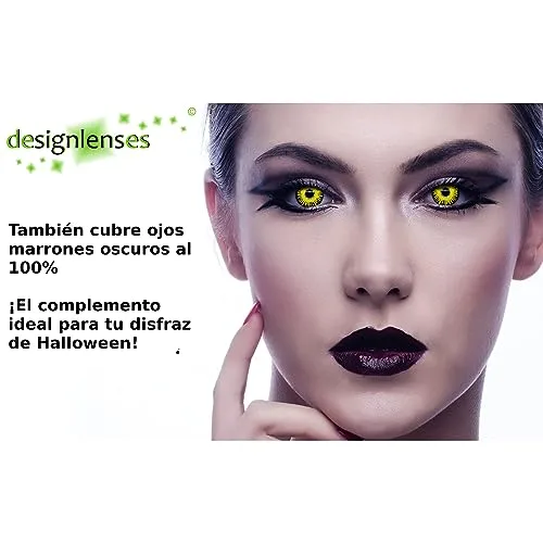 Designlenses ▫️ Duas lentes de contacto diárias amarelas e pretas para a fantasia de Halloween do Jeffrey Dahmer, 1 par/2 unidades, sem graduação (Yellow Fear, 14,00, 0,00) 2