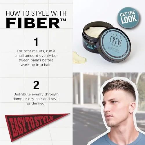 American Crew ▫️ Fiber, Cera para o cabelo masculino, fixação forte e flexível, modela e aumenta o brilho, para cabelo curto, modela e penteia o cabelo 5