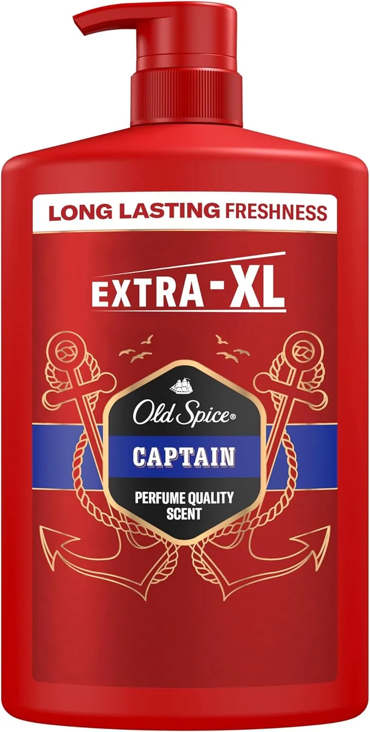 Old Spice ▫️ Captain Gel de Banho e Champô 3 em 1 para Homem, 1 L