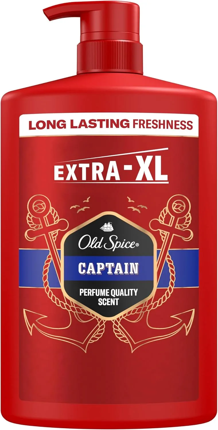 Old Spice ▫️ Captain Gel de Banho e Champô 3 em 1 para Homem, 1 L