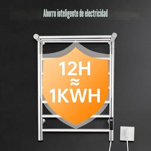 QL ▫️ Toalheiro Elétrico com Temporizador, Toalheiro Elétrico de Parede Inteligente com Temperatura Ajustável, 145 W, Aço Inoxidável, 680 x 500 mm, Prateado 5