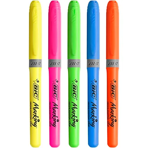 BIC ▫️ Conjunto Colourful com Fita Corretora Mini Pocket Mouse, Canetas Cristal Multicoloridas, Marcadores Highlighter Grip e Canetas de Tinta Intensity Dual Tip - Cores Sortidas, Embalagem de 23 2
