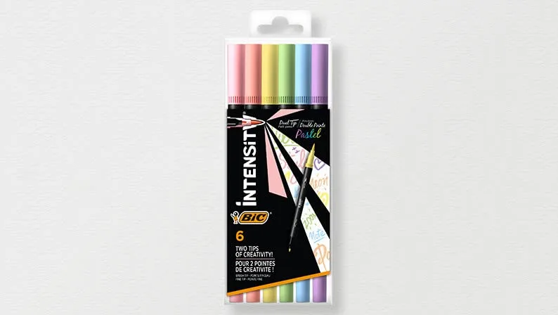 BIC ▫️ Conjunto de secretária Pastel com marcadores, portaminas, sublinhadores e canetas de ponta fina - Tinta e corpo em cores pastel variadas, embalagem de 23 unidades 4
