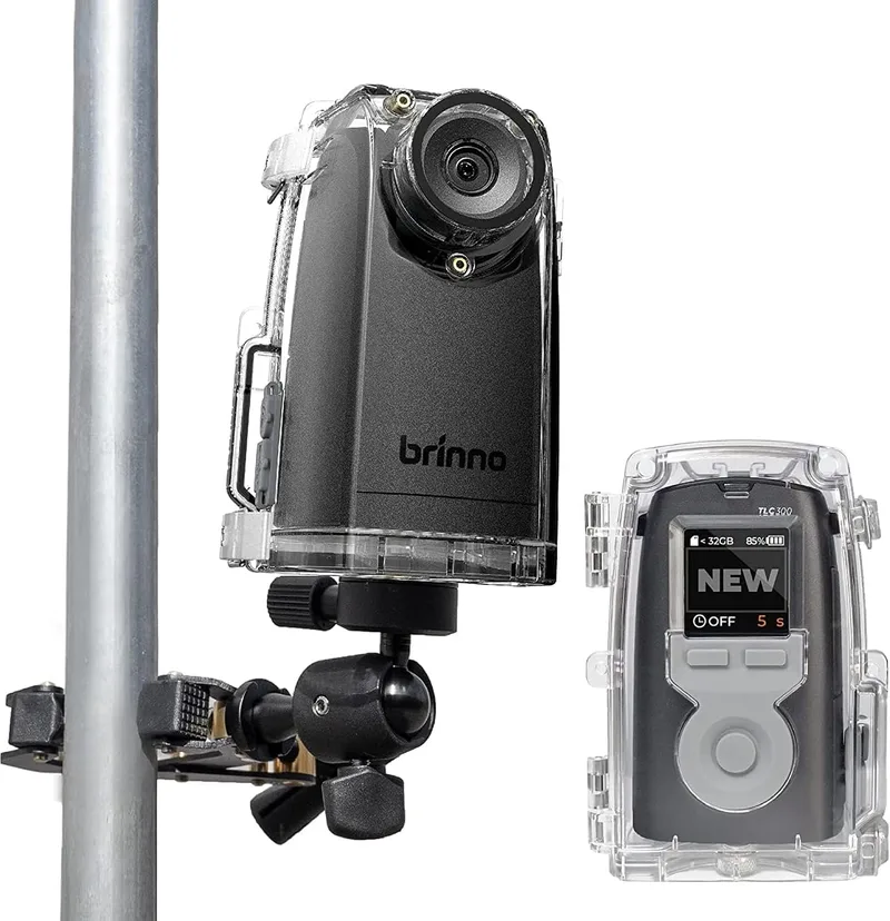 Brinno ▫️ Pacote de vídeo em timelapse BCC300-C - Câmara TLC300 1080P FHD e HDR, campo de visão de 118°, ecrã LCD IPS de 1,44”, caixa com classificação IPX4, braçadeira de fixação, fácil de utilizar em obras de construção, em ambientes interiores e exteriores