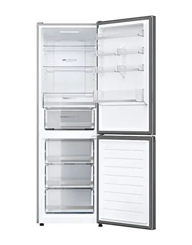 Haier ▫️ 2D Série 60 3 HDW3618DNPK - Frigorífico combinado, funções inteligentes, ligação Wi-Fi, motor inverter, gaveta «Humidity Zone», sistema «Total No Frost», compartimento para garrafas, largura de 60 cm, 341 L, iluminação LED, aço inoxidável 2