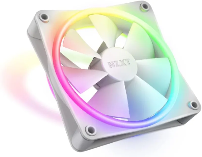 NZXT ▫️ F120 RGB Duo - Ventoinha RGB de dois lados de 120 mm - 20 LEDs individualmente endereçáveis - Fluxo de ar e pressão estática equilibrados - Rolamento Fluid Dynamic - Branco