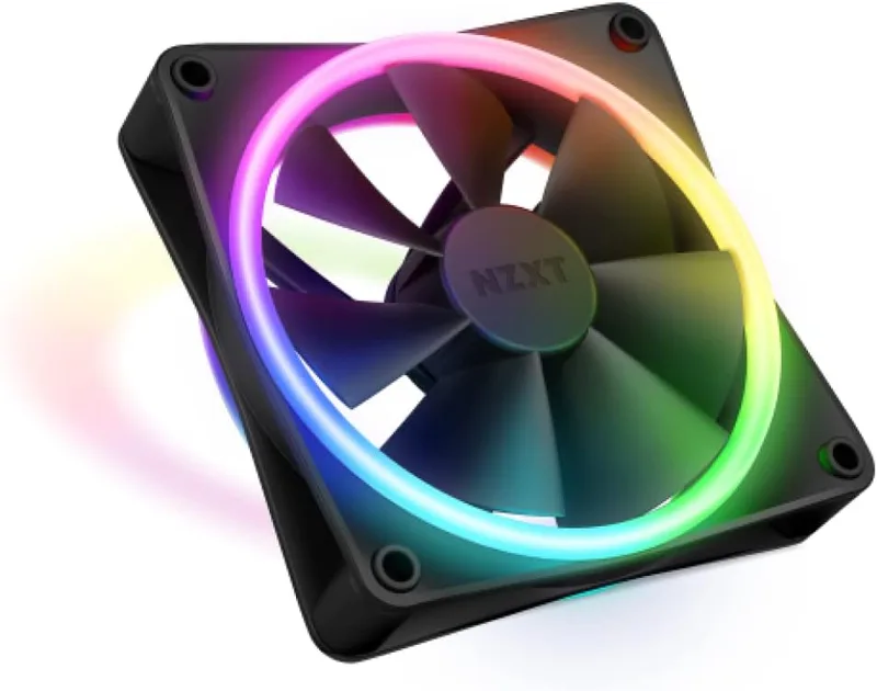 NZXT ▫️ F120 RGB Duo - Ventilador RGB de 120 mm com duas faces - 20 LEDs controláveis individualmente - Fluxo de ar equilibrado e pressão estática - Rolamento dinâmico de fluidos - Preto