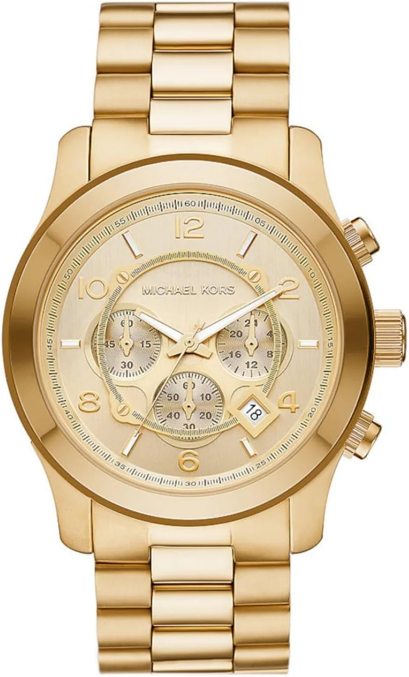 Relógio de pulso Michael Kors Runway para homem, movimento cronógrafo de quartzo com bracelete em aço inoxidável