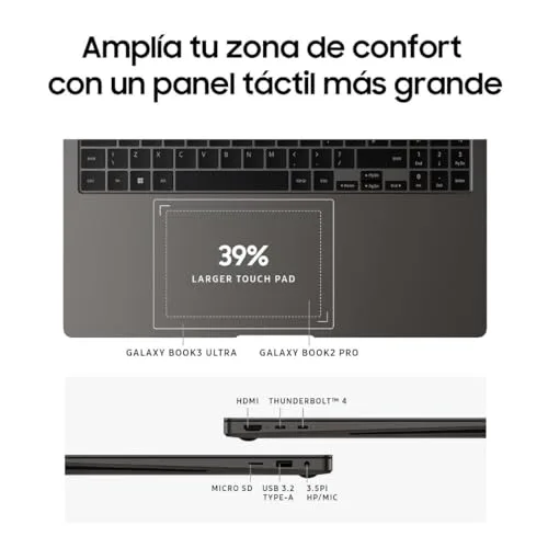Samsung ▫️ Galaxy Book3 Ultra - Portátil de 16" com ecrã Dynamic AMOLED 2X (Intel Core i7 de 13.ª geração, 16 GB de RAM LPDDR5, SSD de 1 TB, NVIDIA RTX4050, Windows 11 Home) Grafite - Teclado QWERTY espanhol 6