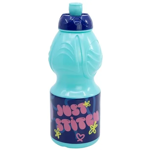 Stor ▫️ Garrafa Infantil Stitch de 400 ml em plástico, com tampa antigotejamento e faixa antiderrapante para crianças, sem BPA 2