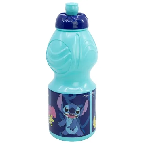Stor ▫️ Garrafa Infantil Stitch de 400 ml em plástico, com tampa antigotejamento e faixa antiderrapante para crianças, sem BPA 3