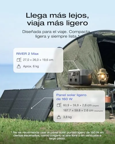 EF ECOFLOW ▫️ Estação de energia portátil ECOFLOW RIVER 2 MAX com painel solar de 160 W 3