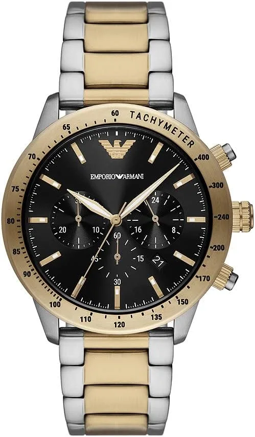 Emporio Armani ▫️ Relógio para homem, movimento cronógrafo com 3 submostradores e caixa de 43 mm com bracelete em aço, pele ou silicone