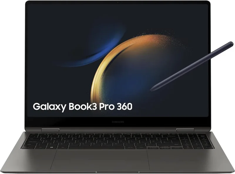 Samsung ▫️ Galaxy Book3 Pro 360 - Portátil conversível de 16" WQXGA+ (Intel Core i7-1360P, 16 GB de RAM, SSD de 512 GB, Intel Iris Xe, Windows 11) Grafito - Teclado QWERTY espanhol
