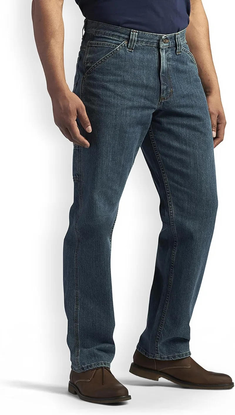 Lee ▫️ Calças de ganga masculinas com pernas direitas, estilo carpinteiro, tipo cargo
