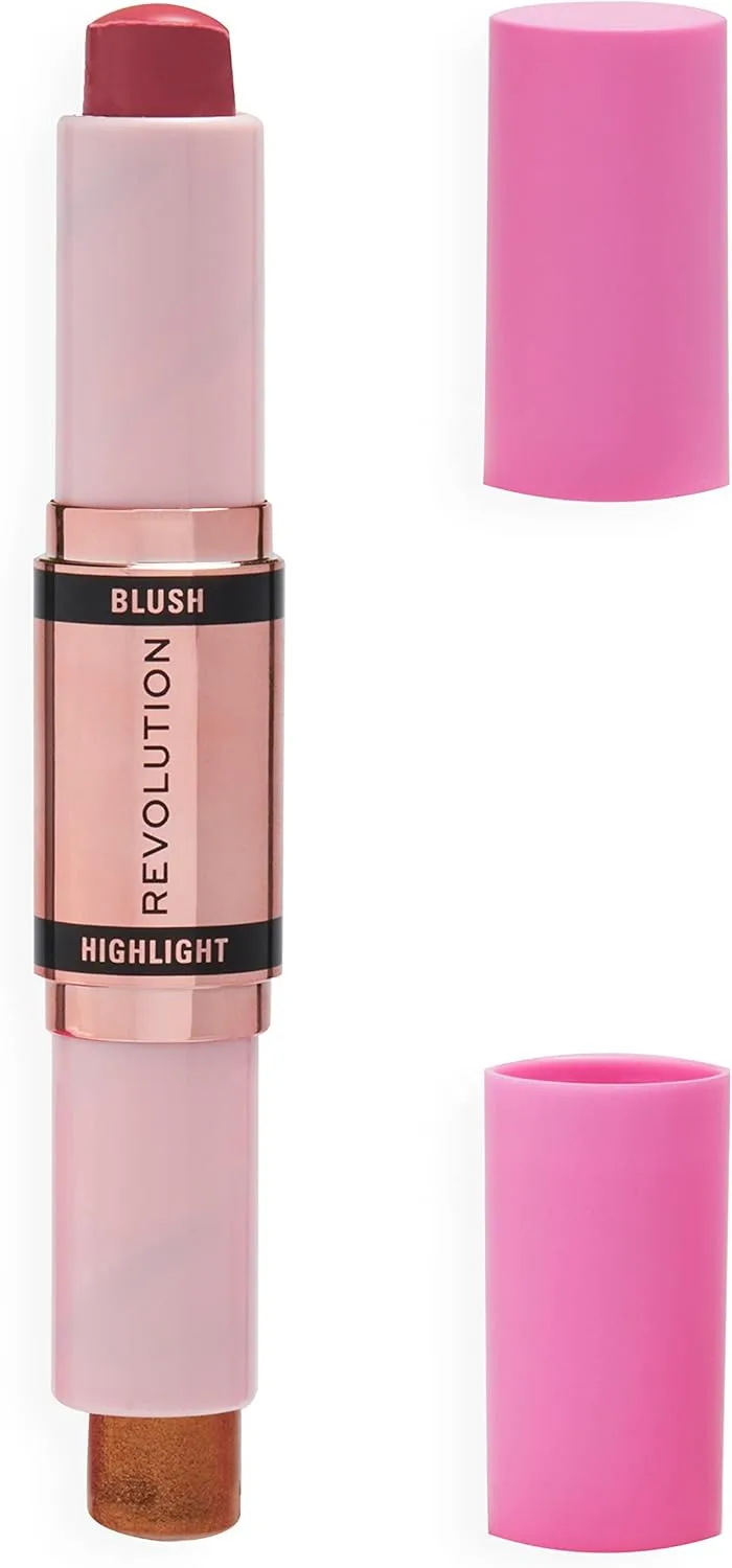 Revolution Beauty London ▫️ Makeup Revolution, Barra de Blush e Iluminador, Flushing Pink, Blush para o Rosto e Iluminador, 4,3 g