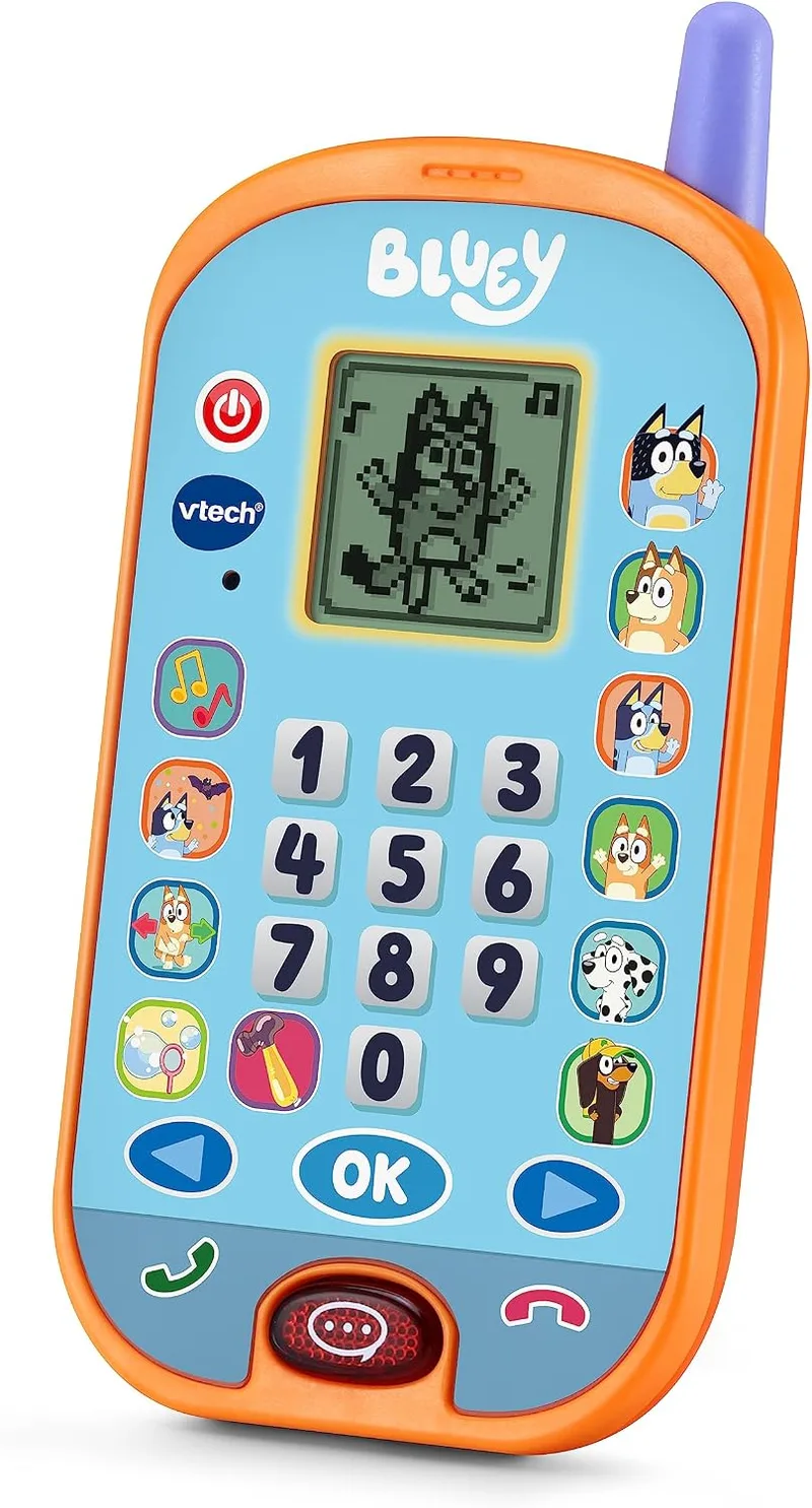 VTech ▫️ Telefone de Atividades do Bluey, Smartphone Educativo, Aprende números, cálculo, lógica e memorização, Brinquedo para crianças a partir dos 3 anos, Versão ESP (80-554622)