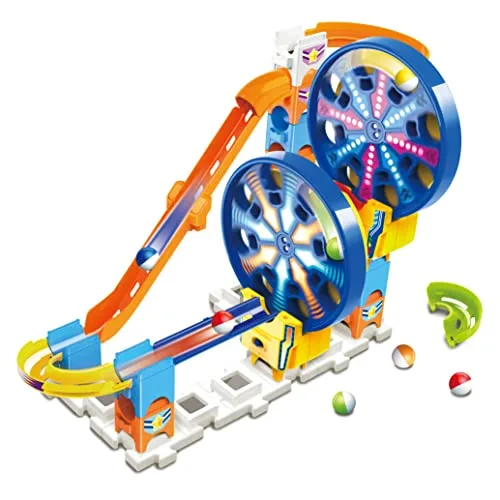 VTech ▫️ Conjunto Marble Rush Fun Fair M200E, Circuito interativo de bolinhas de gude e brinquedo de construção para crianças a partir dos 4 anos, duas rodas-gigantes eletrónicas e mais acessórios, versão ESP 2