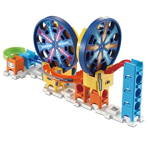VTech ▫️ Conjunto Marble Rush Fun Fair M200E, Circuito interativo de bolinhas de gude e brinquedo de construção para crianças a partir dos 4 anos, duas rodas-gigantes eletrónicas e mais acessórios, versão ESP 3