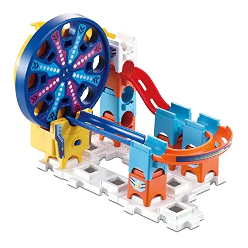 VTech ▫️ Conjunto Marble Rush Fun Fair M200E, Circuito interativo de bolinhas de gude e brinquedo de construção para crianças a partir dos 4 anos, duas rodas-gigantes eletrónicas e mais acessórios, versão ESP 4