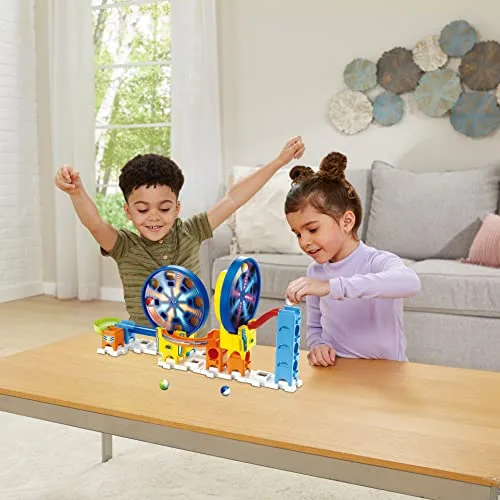 VTech ▫️ Conjunto Marble Rush Fun Fair M200E, Circuito interativo de bolinhas de gude e brinquedo de construção para crianças a partir dos 4 anos, duas rodas-gigantes eletrónicas e mais acessórios, versão ESP 6