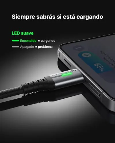 INIU ▫️ 240 W Cabo USB-C de carregamento rápido, [2 m + 2 m] Cabo USB-C para Tipo C com PD 3.0 5