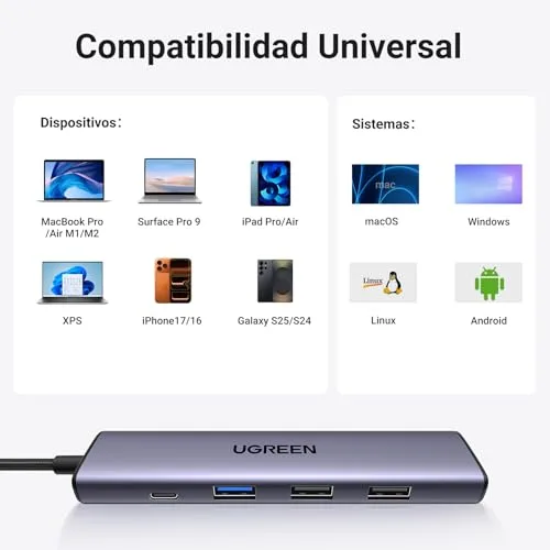UGREEN ▫️ Revodok 105 Hub USB-C 5 em 1 - Adaptador USB-C para HDMI 6