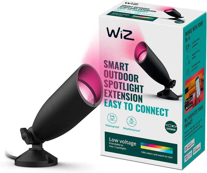WiZ ▫️ Luminária inteligente de exterior de 4 W, luz branca e colorida, adequada para exterior (IP44), Wi-Fi, tecnologia SpaceSense, compatível com o Google Home, a Amazon Alexa ou os atalhos da Siri