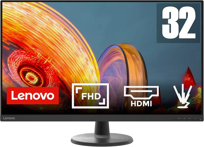 Lenovo ▫️ D32-40 - Monitor 31,5" FHD (VA, taxa de atualização 60 Hz, tempo de resposta 4ms, HDMI 1.4 + DP 1.2, cabo HDMI, suporte VESA 100 mm) Ajuste de inclinação - Preto