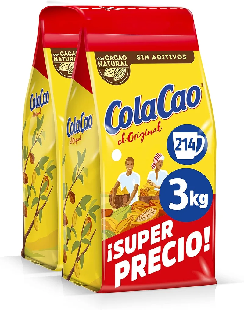 ColaCao ▫️ Original, Cacau Solúvel Natural sem Aditivos - Embalagem Económica - 2x1,5 kg