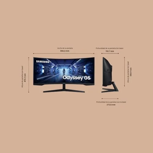 Samsung ▫️ Monitor de jogos curvo Odyssey G55T de 34", Ultra WQHD, 3440x1440, 165 Hz, 1 ms (G/G), 1000R, AMD Freesync Premium, HDR, Preto, LC34G55TWWPXEN 4