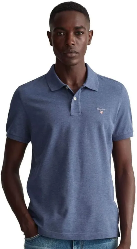 GANT ▫️ Polo de piqué para homem com emblema regular, Rich Navy