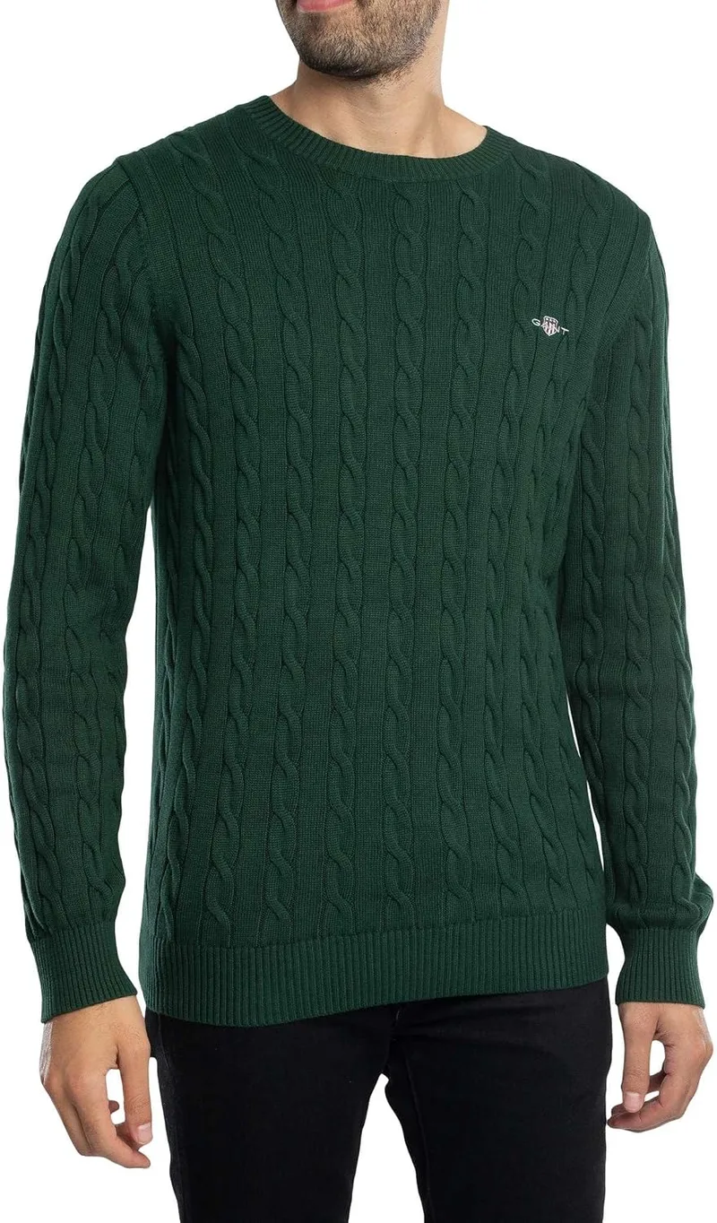 GANT ▫️ Cotton Cable Crew Sweater - Camisola para homem