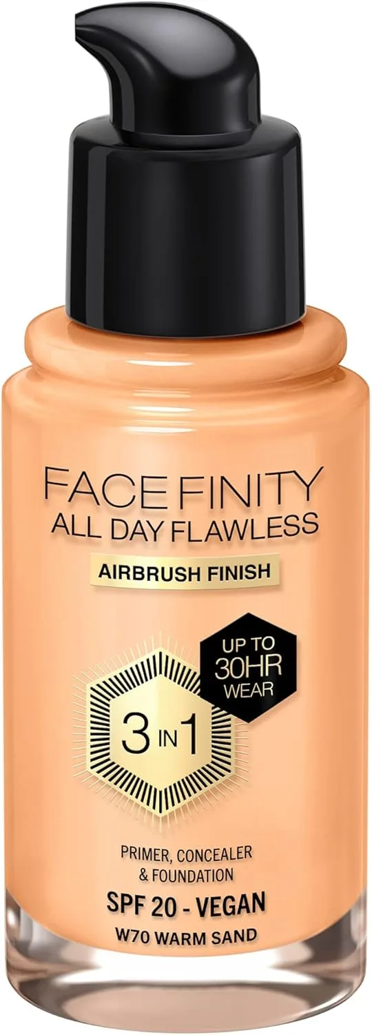 Max Factor ▫️ Max Fator Facefinity Foundation, Areia Quente, W70, 30 ml