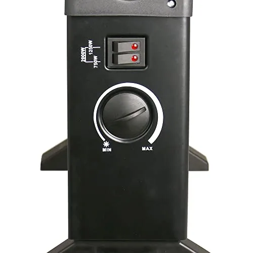 briebe ▫️ Radiador Convector Elétrico de Ar Quente, Regulador de Temperatura, Termóstato de Baixo Consumo, Silencioso, Portátil, Alças de Transporte, 3 Níveis de Potência: 750 W, 1250 W, 2000 W (Preto) 3