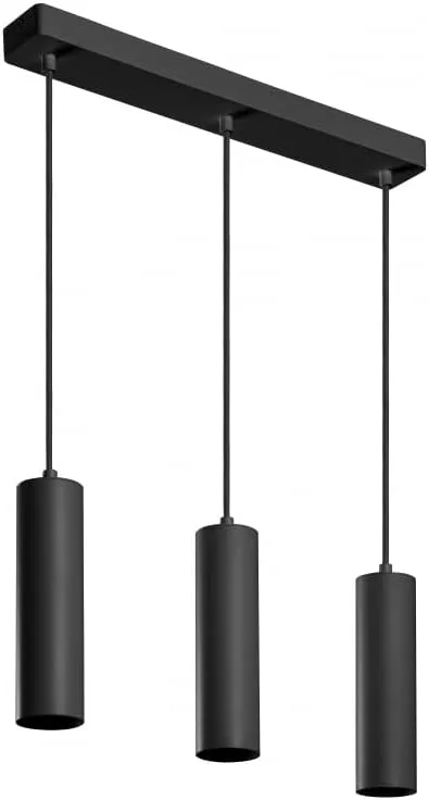 GTV ▫️ Lighting - Candeeiro suspenso LED TRESOS II para interiores escandinavos minimalistas ou modernos, candeeiro de teto suspenso com comprimento do cabo ajustável, 3xGU10, alumínio, IP20, máx. 3x20 W, preto
