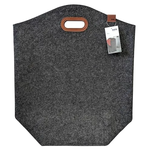 kela ▫️ Saco de roupa suja dobrável em feltro, cestos de roupa suja, cesto para roupa 61 cm, FAY, alças reforçadas, cinzento escuro 7