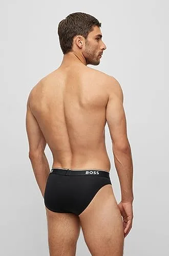 HUGO BOSS ▫️ Boss - Conjunto de 3 cuecas elásticas clássicas para homem, corte regular, branco brilhante, cinzento ardósia, preto escuro, M 2