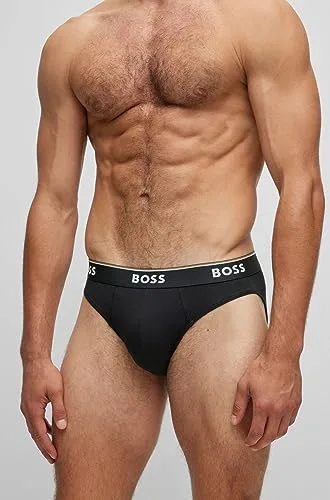 HUGO BOSS ▫️ Boss - Conjunto de 3 cuecas elásticas clássicas para homem, corte regular, branco brilhante, cinzento ardósia, preto escuro, M 3