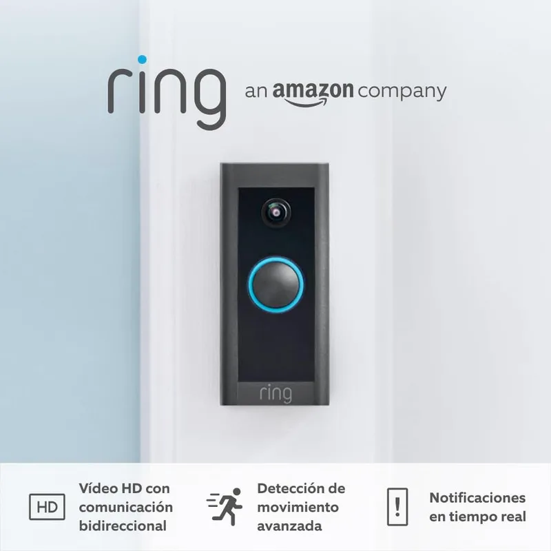 Ring ▫️ Campainha de vídeo com fios (Campainha de vídeo com fios) + Câmara interior (Câmara interior de 2ª geração) + Campainha de vídeo exterior + Câmara de vigilância Wifi com tomada para animais de estimação + Protect 30 dias grátis