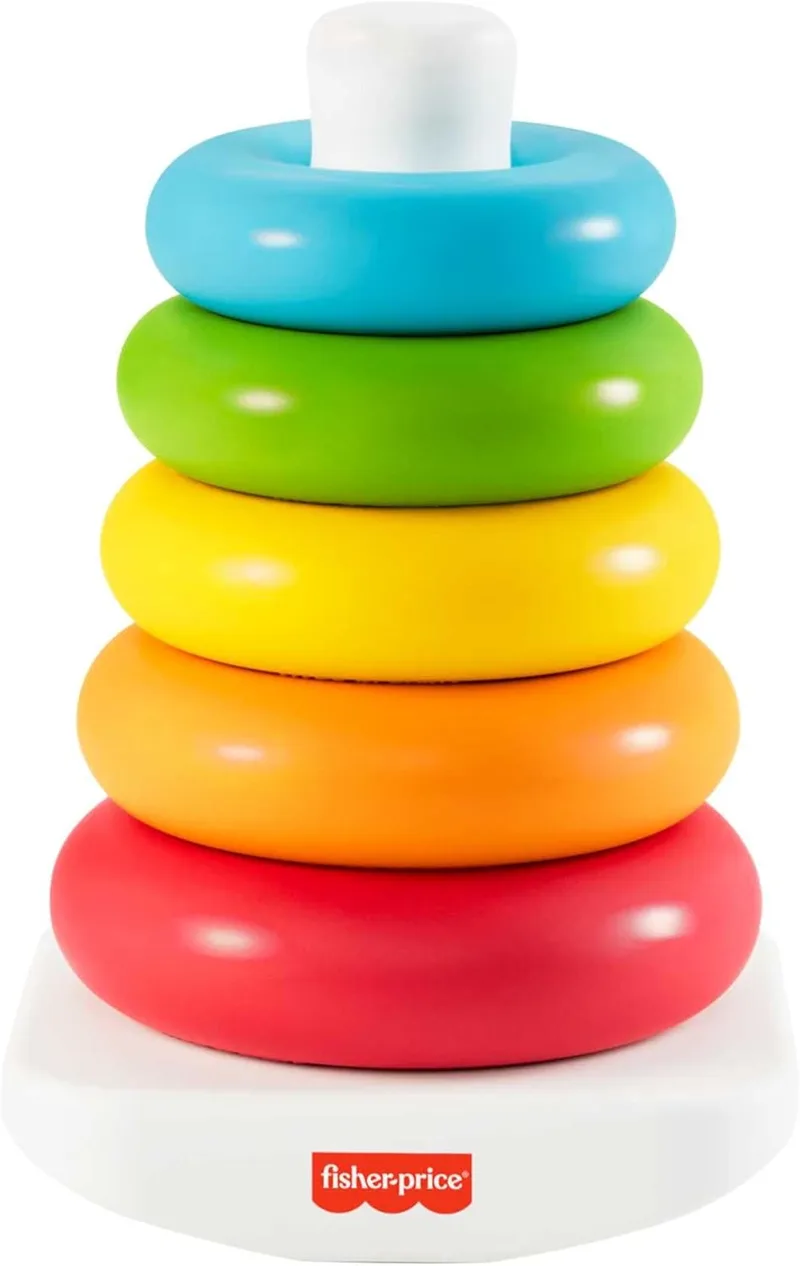 Fisher-Price ▫️ Pyramid Hoops Brinquedo ecológico à base de plantas, para bebés +6 meses (Mattel HPY92)