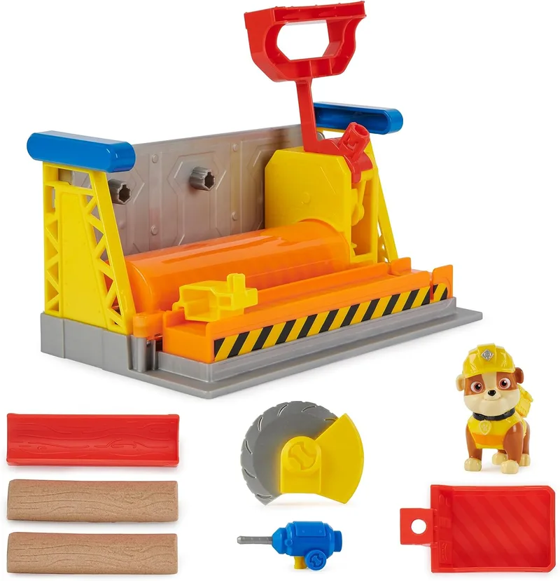 RUBBLE & CREW ▫️ Pacote de Oficina de Construção + Figura Rubble + Areia Cinética Mágica + Acessórios - Paw Patrol Paw Patrol Toys - Jogos para parques infantis - 6067082 - Brinquedos para crianças a partir dos 3 anos