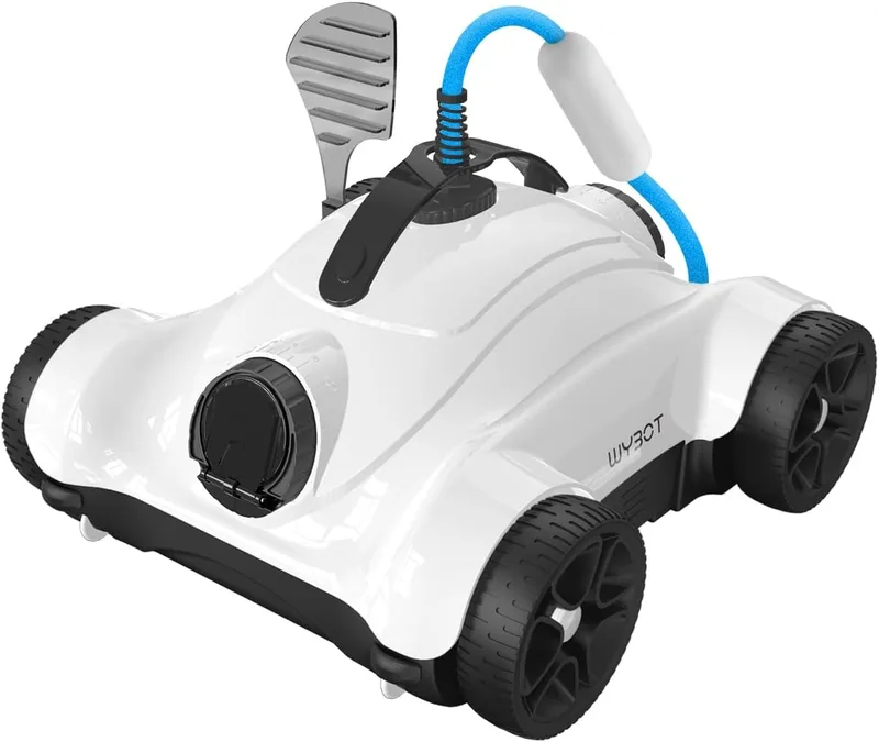 WYBOT ▫️ Robô de piscina limpador automático de piscina com motor duplo, 3 funções de temporização, escova para limpeza do fundo, filtro fino de 180 μm, ideal para piscinas acima do solo e enterradas