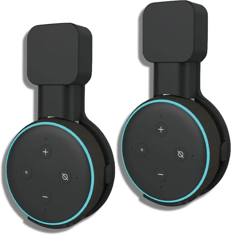 Sintron ▫️ 2X Suporte de parede para Dot 3, tomada inteligente para casa, suporte de montagem na parede para Dot 3.ª geração, suporte para altifalante, gestão integrada de cabos, compatível com Google Nest (preto)